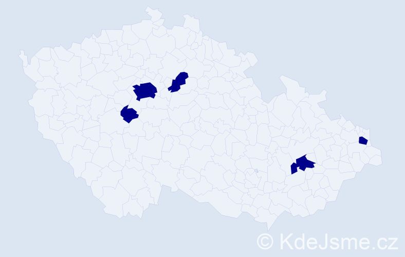 Jméno: 'Kinga', počet výskytů 5 v celé ČR
