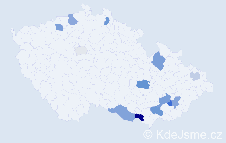 Jméno: 'Andělína', počet výskytů 13 v celé ČR