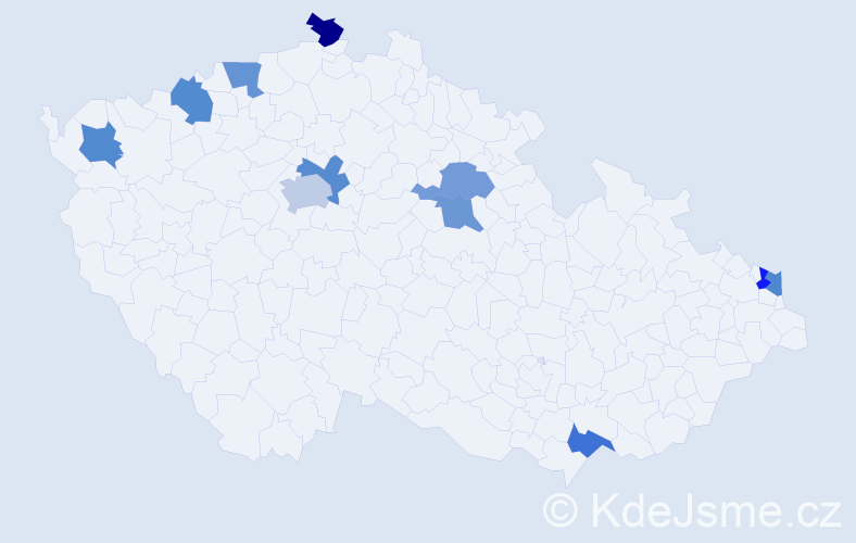 Jméno: 'Xénia', počet výskytů 12 v celé ČR