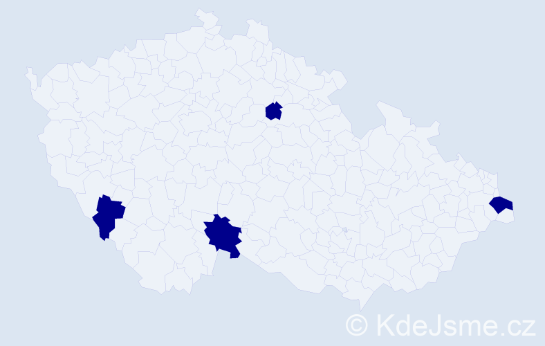 Jméno: 'Bára Marie', počet výskytů 4 v celé ČR