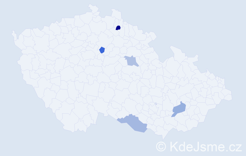 Jméno: 'Jevdokija', počet výskytů 5 v celé ČR