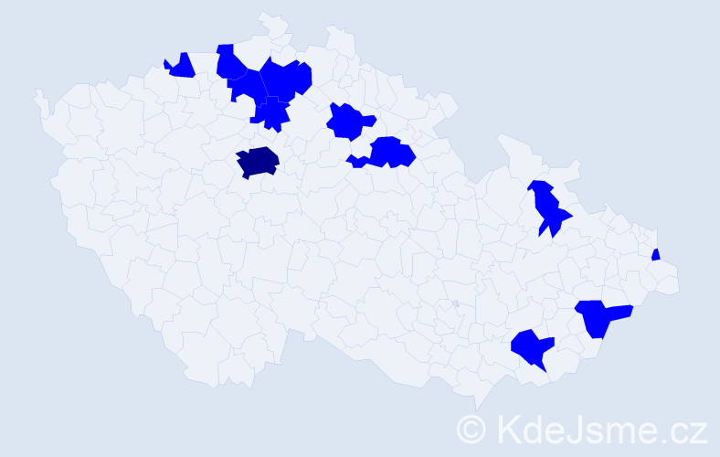 Jméno: 'Jakub Daniel', počet výskytů 13 v celé ČR