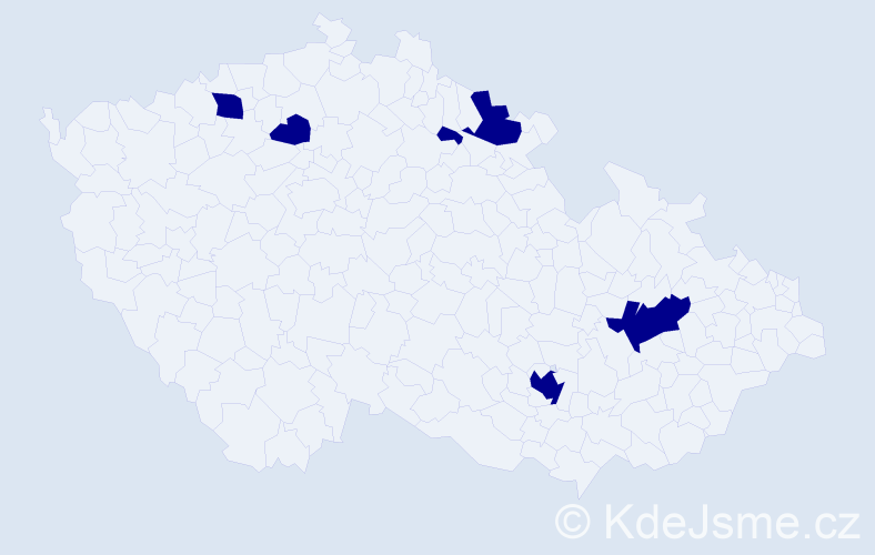 Jméno: 'Valeri', počet výskytů 6 v celé ČR