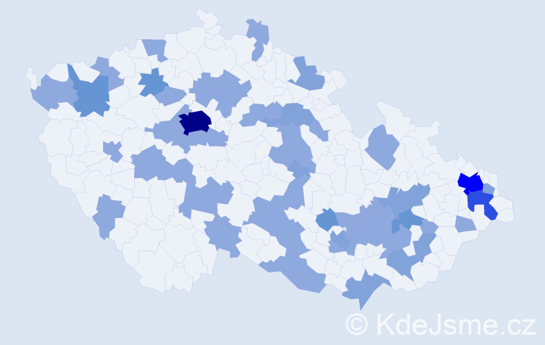 Jméno: 'Bohdanka', počet výskytů 89 v celé ČR