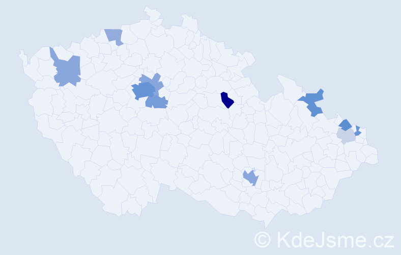 Jméno: 'Meri', počet výskytů 27 v celé ČR