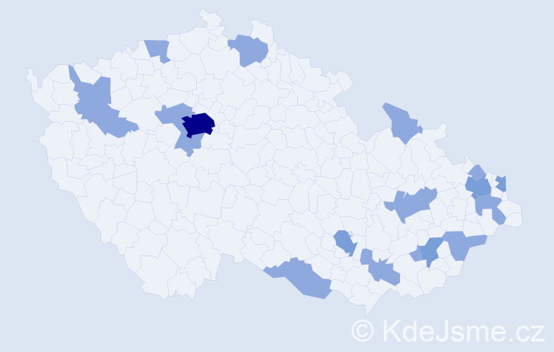 Jméno: 'Rudolfína', počet výskytů 33 v celé ČR