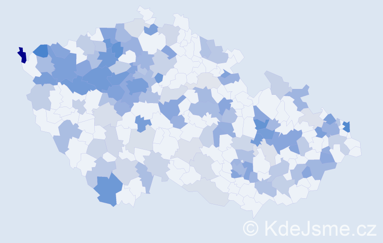 Jméno: 'Malvína', počet výskytů 280 v celé ČR