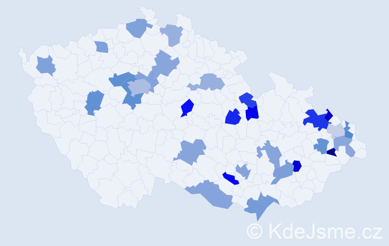 Jméno: 'Megan', počet výskytů 43 v celé ČR
