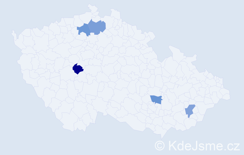 Jméno: 'Badamtsetseg', počet výskytů 5 v celé ČR
