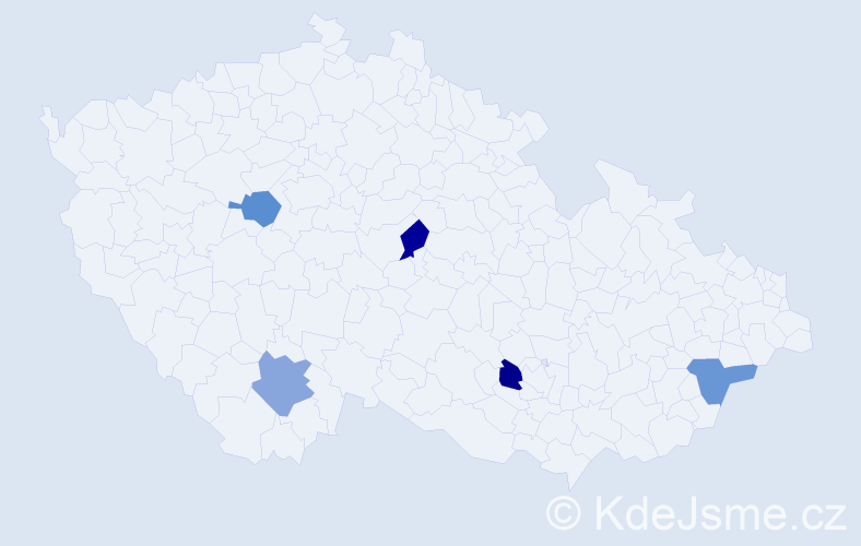 Jméno: 'Benjamin Jan', počet výskytů 5 v celé ČR