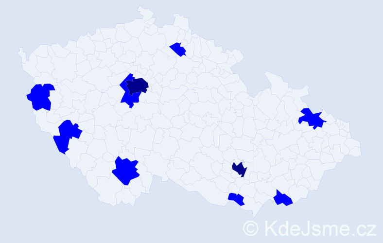 Jméno: 'Frederic', počet výskytů 12 v celé ČR