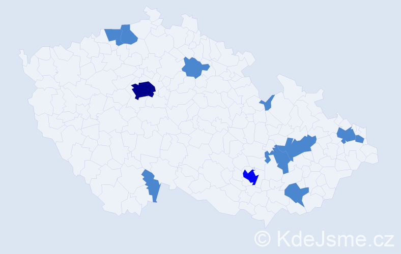 Jméno: 'Jesica', počet výskytů 15 v celé ČR