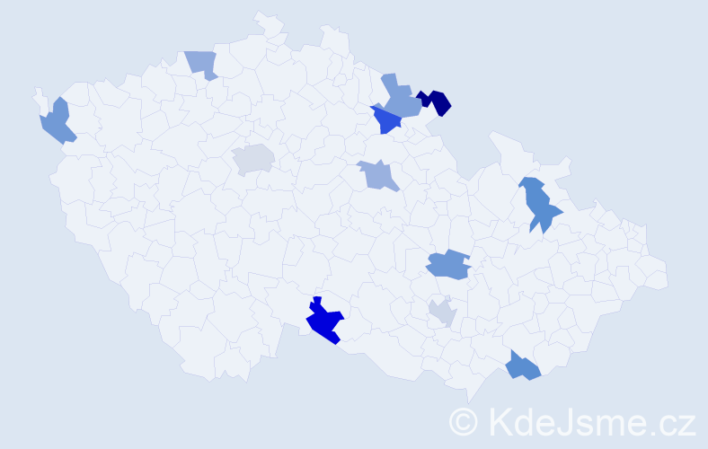 Jméno: 'Romanka', počet výskytů 13 v celé ČR
