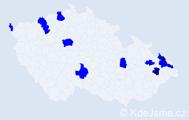 Jméno: 'Dětmar', počet výskytů 16 v celé ČR