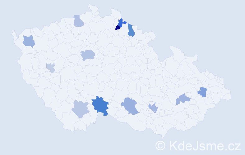 Jméno: 'Nevena', počet výskytů 22 v celé ČR