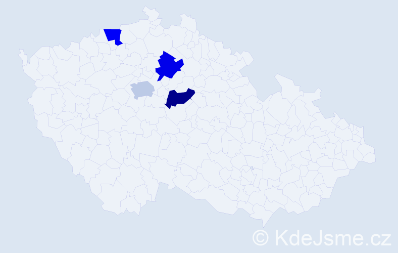 Jméno: 'Tadeo', počet výskytů 4 v celé ČR