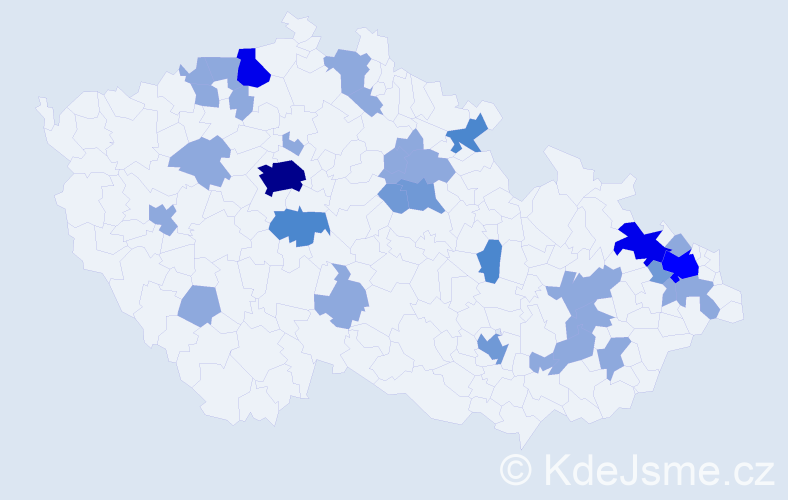 Jméno: 'Janeta', počet výskytů 59 v celé ČR