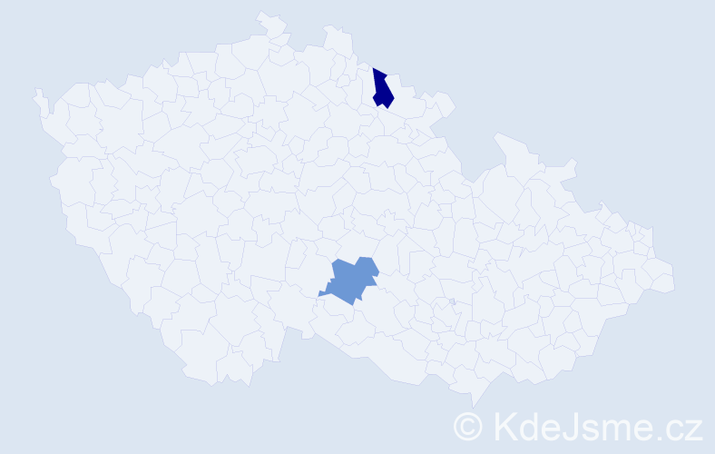 Jméno: 'Agnesia', počet výskytů 2 v celé ČR