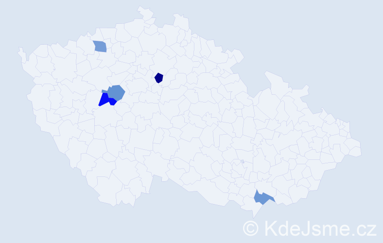 Jméno: 'Martin Tadeáš', počet výskytů 5 v celé ČR