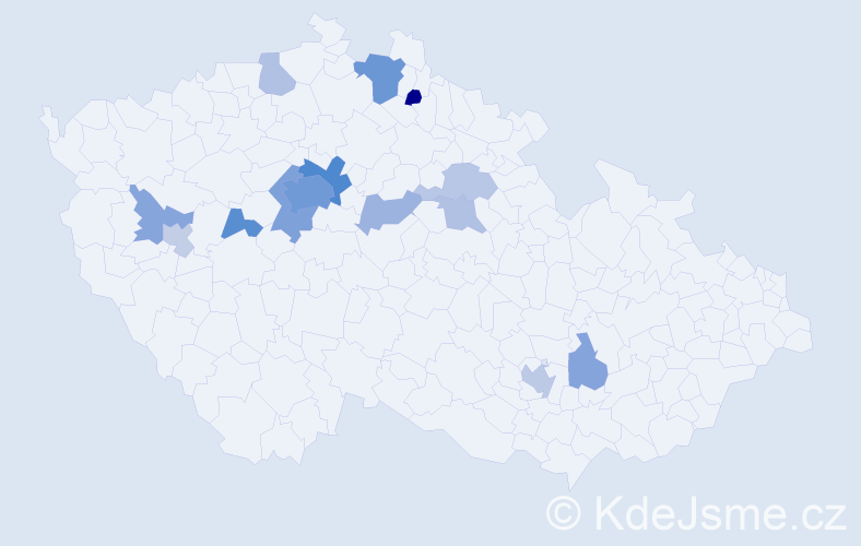 Jméno: 'Vitalina', počet výskytů 37 v celé ČR