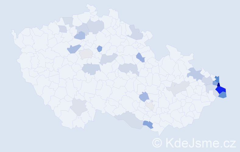 Jméno: 'Czeslaw', počet výskytů 57 v celé ČR