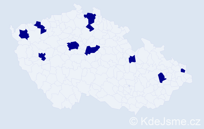 Jméno: 'Vendelin', počet výskytů 10 v celé ČR