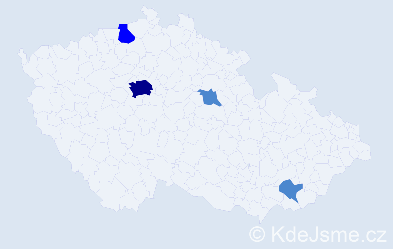 Jméno: 'Tiberiu', počet výskytů 7 v celé ČR