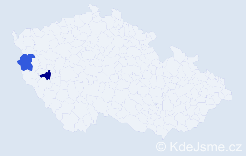 Jméno: 'Rodika', počet výskytů 2 v celé ČR