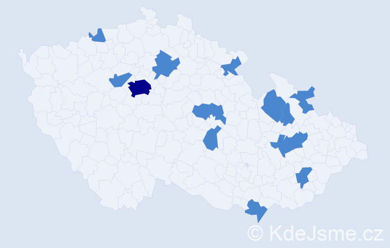Jméno: 'Kimberly', počet výskytů 15 v celé ČR