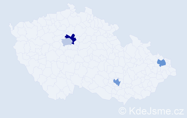 Jméno: 'Hortensie', počet výskytů 4 v celé ČR