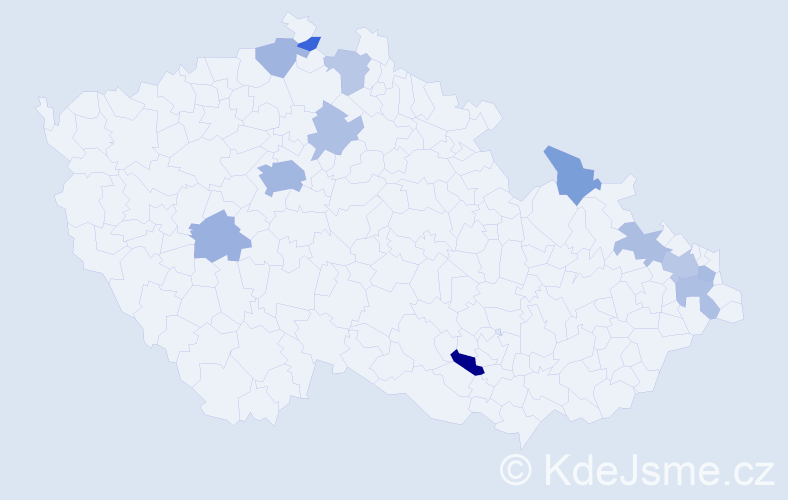 Jméno: 'Chrudoš', počet výskytů 22 v celé ČR