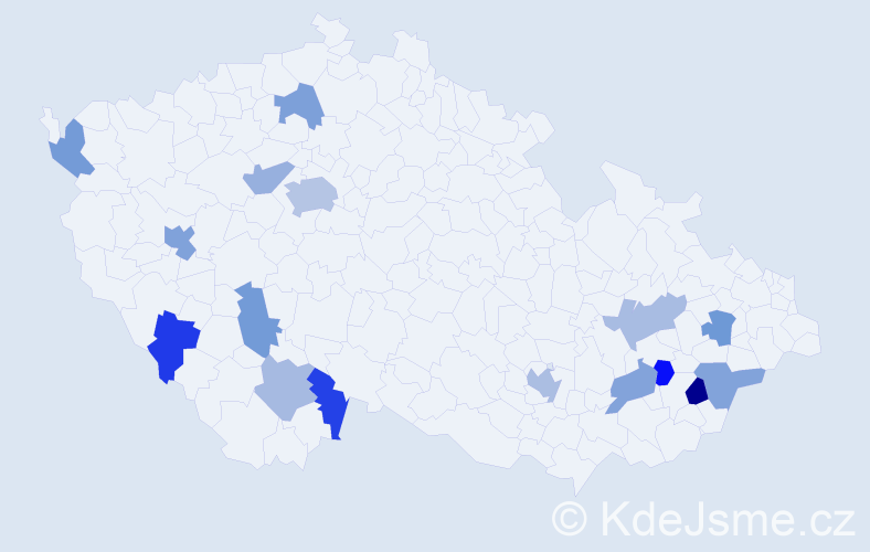 Jméno: 'Karl', počet výskytů 22 v celé ČR