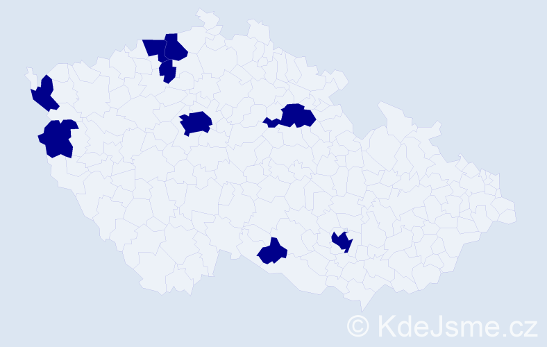 Jméno: 'Dinh Nam', počet výskytů 9 v celé ČR