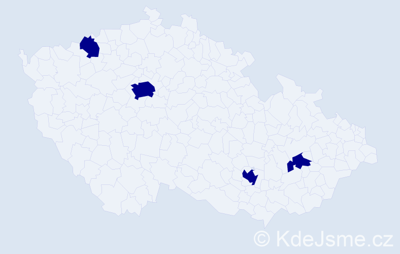 Jméno: 'Zoya', počet výskytů 4 v celé ČR