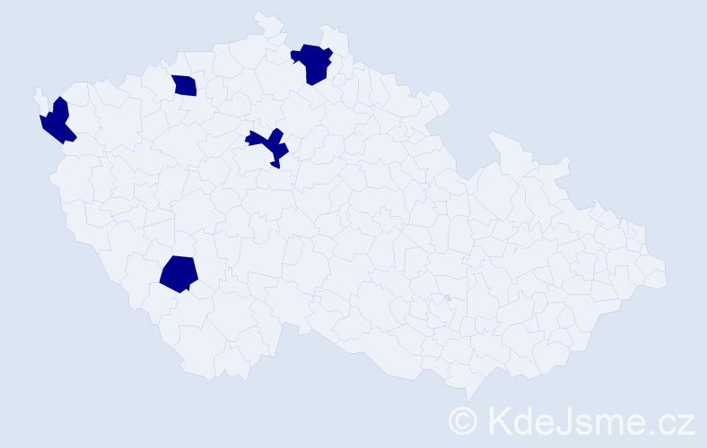 Jméno: 'Daniel Christian', počet výskytů 5 v celé ČR