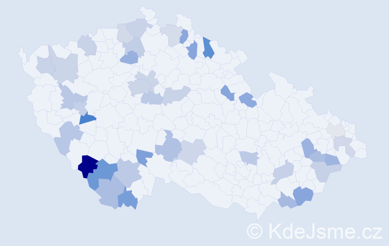 Jméno: 'Rosálie', počet výskytů 55 v celé ČR
