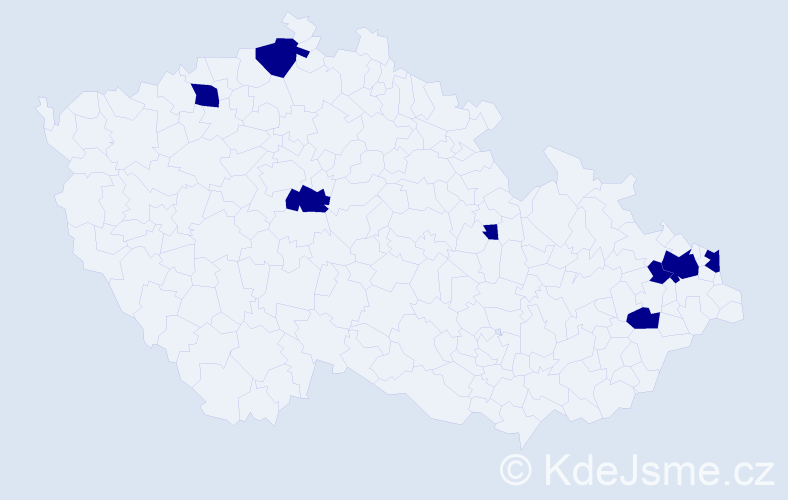 Jméno: 'Mikulaš', počet výskytů 8 v celé ČR