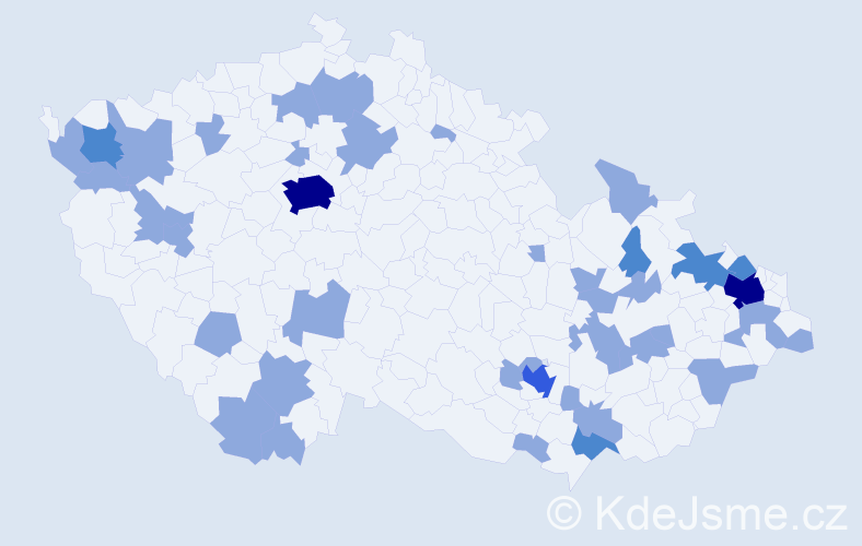 Jméno: 'Bernardina', počet výskytů 56 v celé ČR