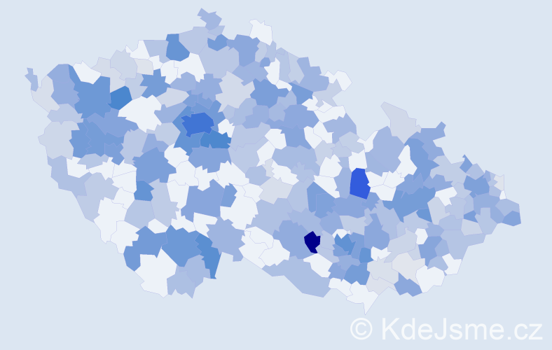 Jméno: 'Theodor', počet výskytů 627 v celé ČR