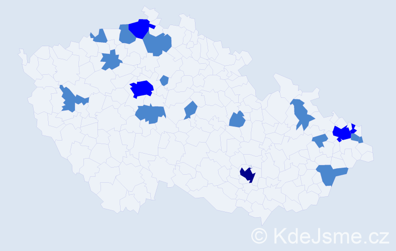 Jméno: 'Kimberley', počet výskytů 25 v celé ČR