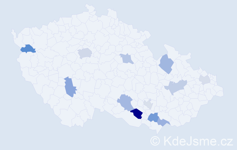 Jméno: 'Toby', počet výskytů 16 v celé ČR