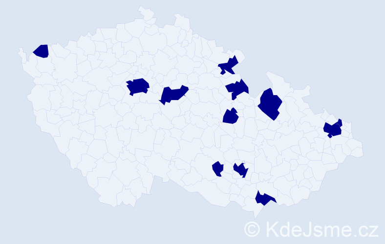 Jméno: 'Andela', počet výskytů 12 v celé ČR