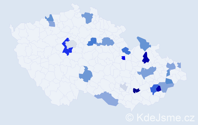 Jméno: 'Ellie', počet výskytů 34 v celé ČR