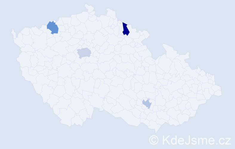 Jméno: 'Ni', počet výskytů 5 v celé ČR