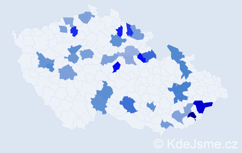 Jméno: 'Míla', počet výskytů 55 v celé ČR