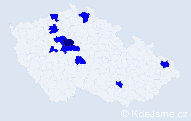 Jméno: 'Hanan', počet výskytů 12 v celé ČR