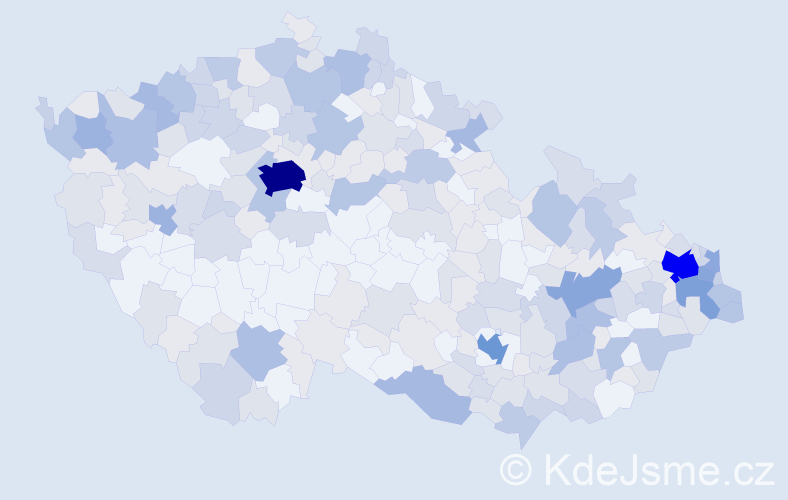 Jméno: 'Emilia', počet výskytů 638 v celé ČR