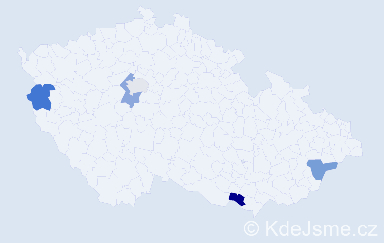 Jméno: 'Edvarda', počet výskytů 5 v celé ČR