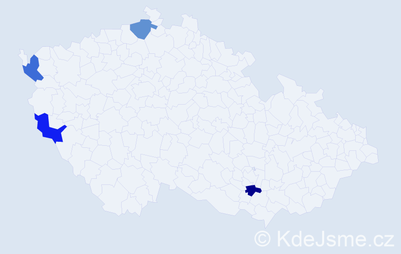 Jméno: 'Tra Mi', počet výskytů 4 v celé ČR