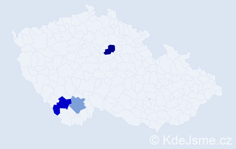Jméno: 'Raduš', počet výskytů 3 v celé ČR